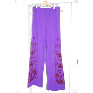 Purple Floral Wide Leg Pants
